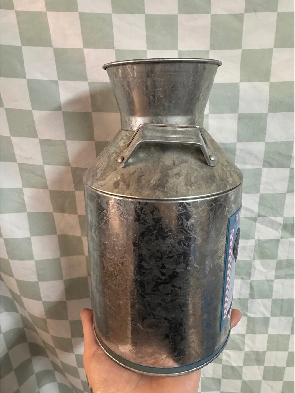 The Tin Box Company Rustic Metal Milk Can with Rooster Design